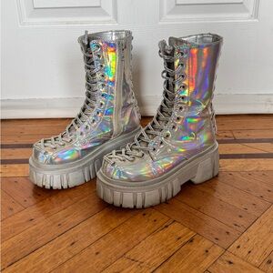 Silver Platform Rave Boots